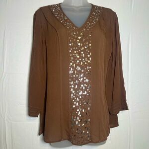 I.E 100% Silk Women's Blouse with Sequin Detail